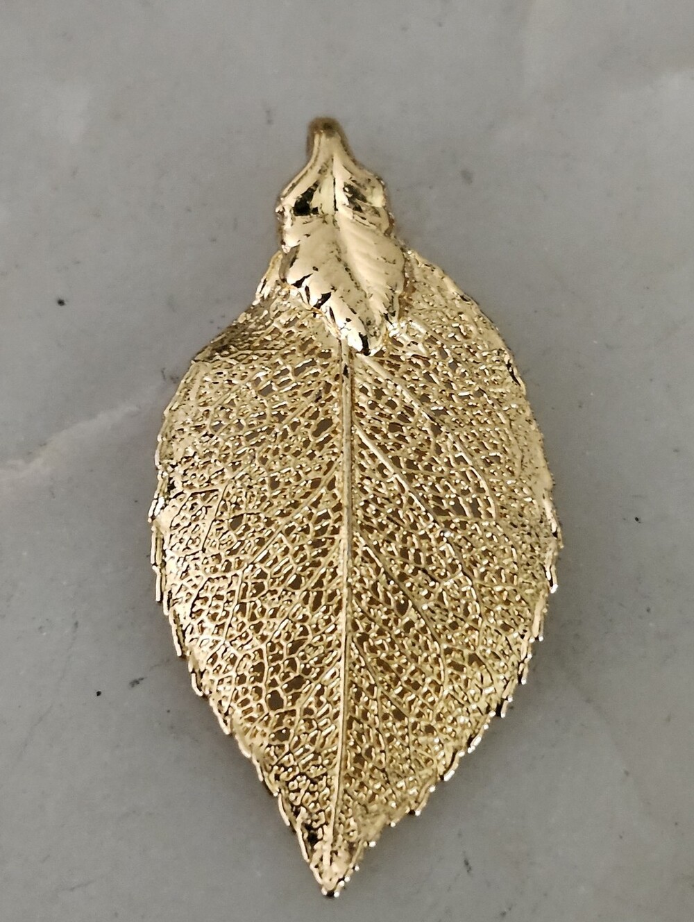 Gold Plated Textured Leaf Pendant
